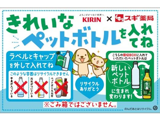 スギ薬局、キリンビバレッジと協同し埼玉県内の6店舗でペットボトルの